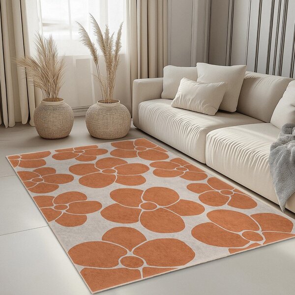 Oranžen pralen tekač 60x230 cm Orange Meadow – Mila Home