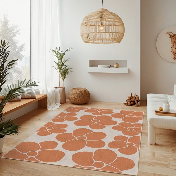 Oranžen pralen tekač 60x230 cm Orange Meadow – Mila Home