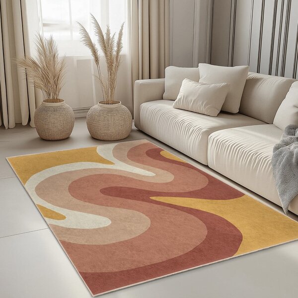 Oker rumen/prašno rožnat pralen tekač 80x200 cm Strawberry Creamsicle – Mila Home
