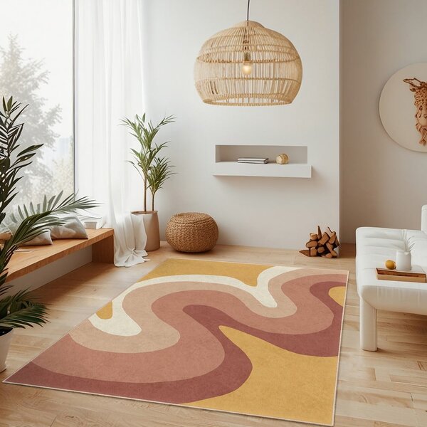 Oker rumen/prašno rožnat pralen tekač 80x200 cm Strawberry Creamsicle – Mila Home