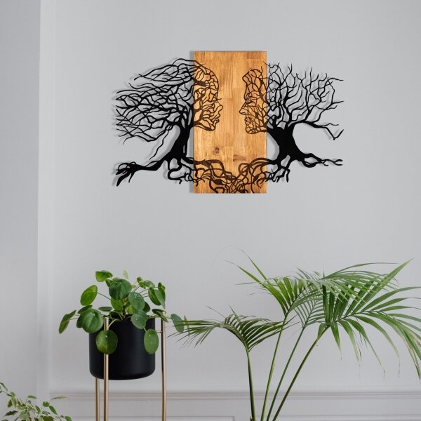 Stenska dekoracija 58x92 cm tree of life les/kovina