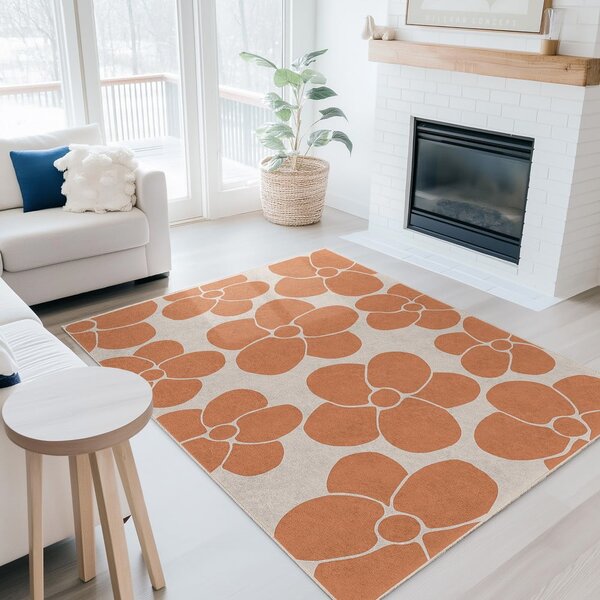 Oranžen pralen tekač 60x230 cm Orange Meadow – Mila Home