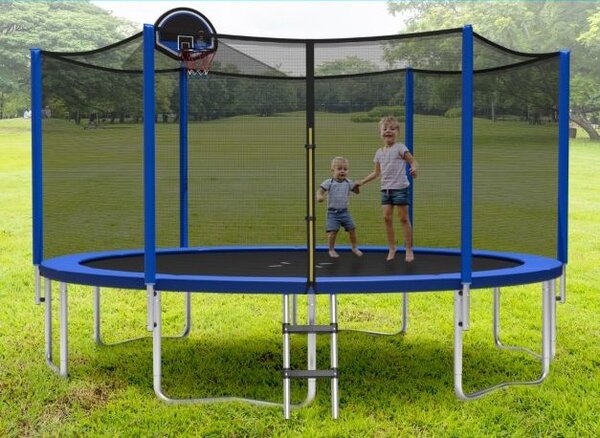 Zunanji trampolin, premer 366 cm, vrtni trampolin, črna + modra