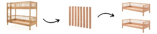Pograd za otroke iz masivne bukve v naravni barvi z letvenim dnom 90x200 cm Forrest – Vipack