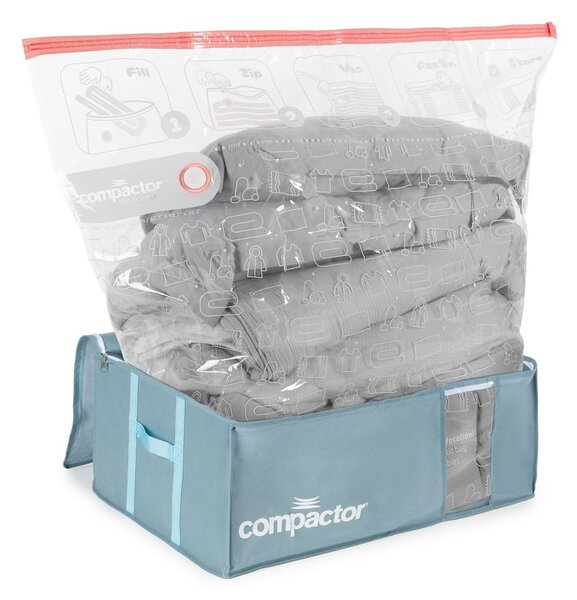 Vakuumske plastične škatle za shranjevanje oblačil v kompletu 3 ks 65x45x27 cm Blue Edition – Compactor