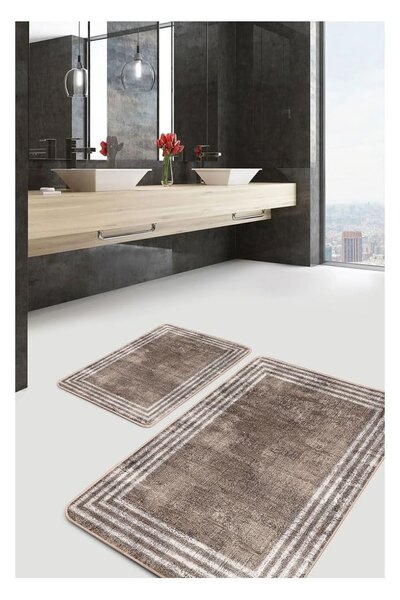 Rjave žametne kopalniške preproge v kompletu 2 ks 60x100 cm – Mila Home
