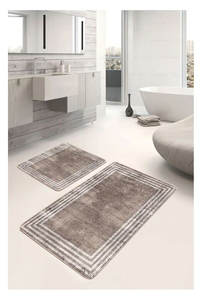 Rjave žametne kopalniške preproge v kompletu 2 ks 60x100 cm – Mila Home