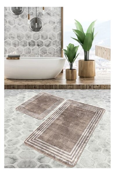 Rjave žametne kopalniške preproge v kompletu 2 ks 60x100 cm – Mila Home