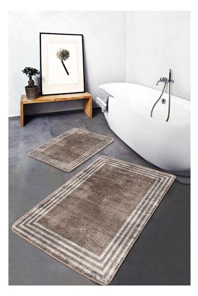 Rjave žametne kopalniške preproge v kompletu 2 ks 60x100 cm – Mila Home