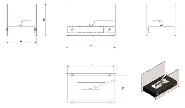 Kratki HOTEL/MINI/BIALY/TUV - BIO kamin HOTEL/MINI 25,2x39cm 1kW bela