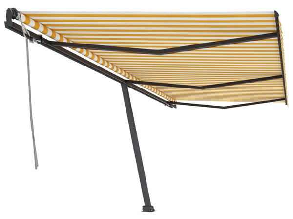 VidaXL Prostostoječa ročno zložljiva tenda 600x350 cm rumena/bela