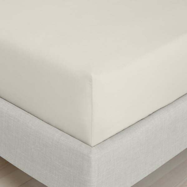 Bež napenjalna rjuha iz bombažnega perkala 90x190 cm Cotton Percale – Bianca