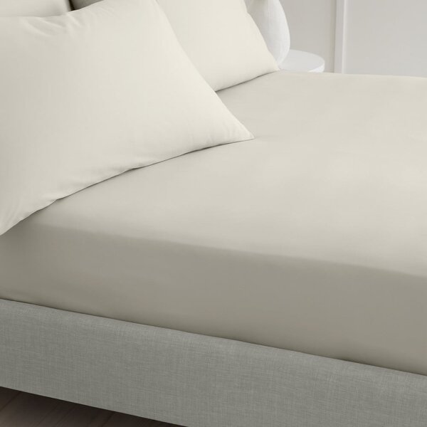 Bež napenjalna rjuha iz bombažnega perkala 90x190 cm Cotton Percale – Bianca