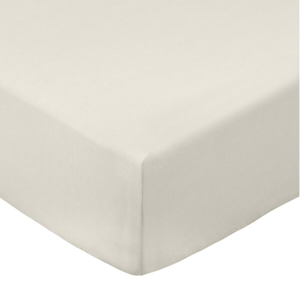 Bež napenjalna rjuha iz bombažnega perkala 90x190 cm Cotton Percale – Bianca