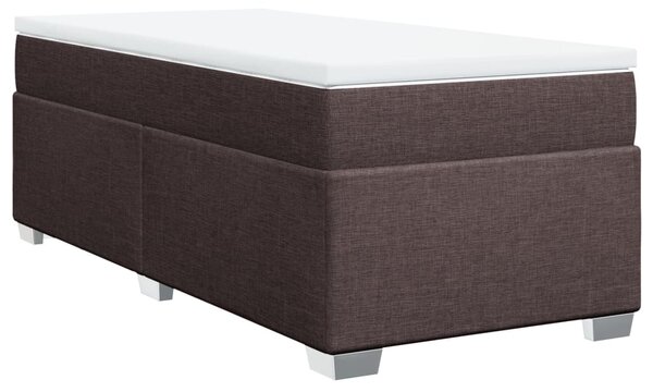 VidaXL Box spring postelja z vzmetnico temno rjav 90x190 cm blago