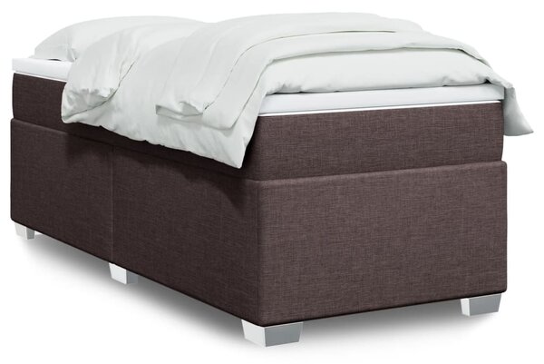 VidaXL Box spring postelja z vzmetnico temno rjav 90x190 cm blago