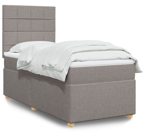 VidaXL Box spring postelja z vzmetnico taupe 90x190 cm blago