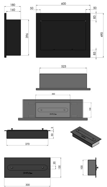 InFire - Vgradni BIO kamin 49x60 cm 3kW črna