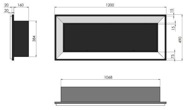 InFire - Vgradni BIO kamin 49x120 cm 3kW črna