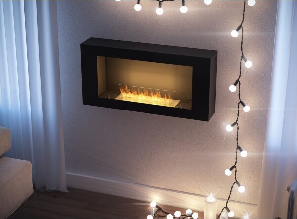 InFire - Stenski BIO kamin 44x91 cm 3kW črna