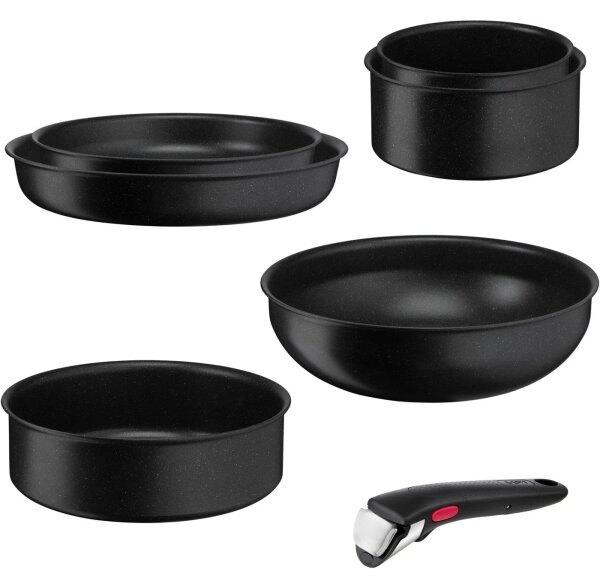 Tefal - Set kuhinjske posode 7 kom. INGENIO BLACK STONE