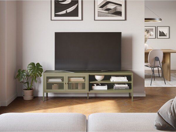 Zelena kovinska TV omarica 160x50x35 cm Fayna – Marckeric