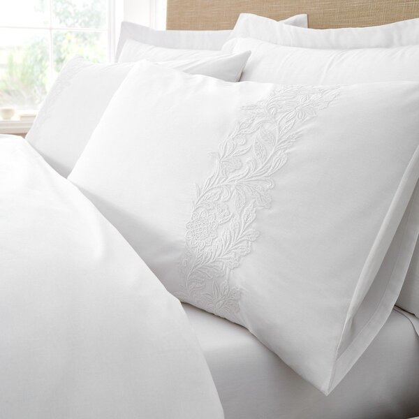 Bela enojna bombažna posteljnina 135x200 cm Embroidery Floral – Bianca