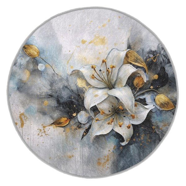 Modra/siva pralna okrogla preproga ø 80 cm Golden Lilly – Mila Home