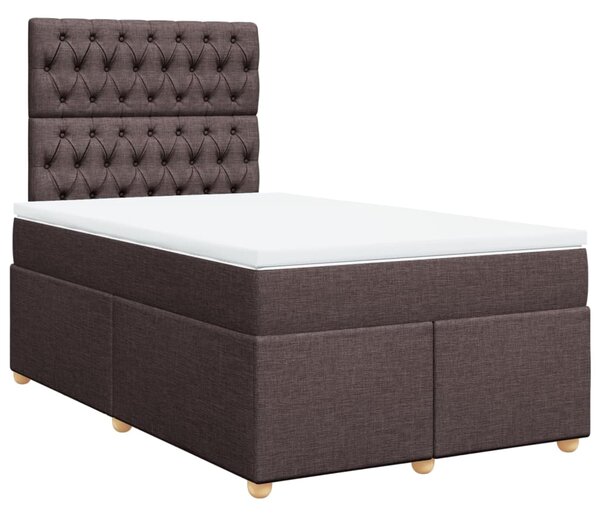 VidaXL Box spring postelja z vzmetnico temno rjav 120x200 cm blago