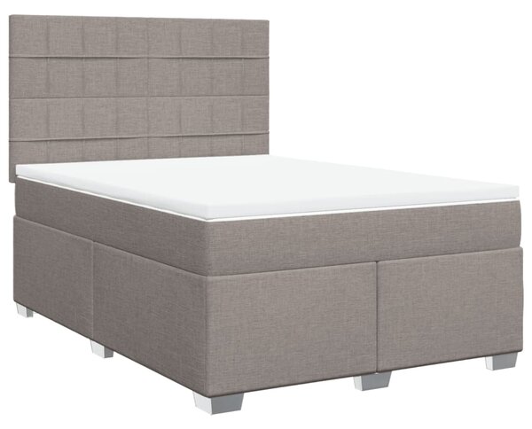 VidaXL Box spring postelja z vzmetnico taupe 140x190 cm blago