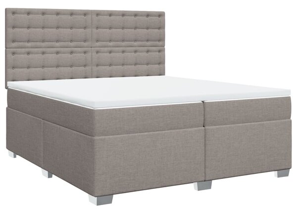 VidaXL Box spring postelja z vzmetnico taupe 200x200 cm blago