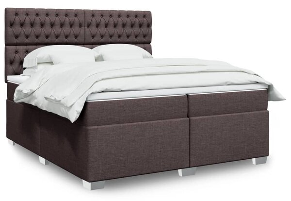 VidaXL Box spring postelja z vzmetnico temno rjav 200x200 cm blago