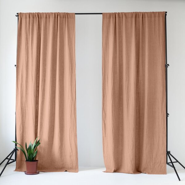 Rožnato-rjava lanena zavesa 140x250 cm Cafe Creme – Linen Tales