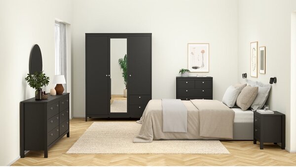 Črna garderobna omara z ogledalom 150x199x58 cm Madrid – Tvilum