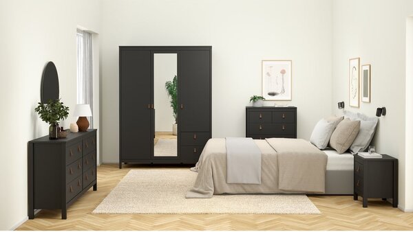 Črna garderobna omara z ogledalom 150x199x58 cm Madrid – Tvilum