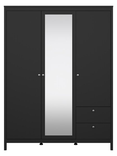 Črna garderobna omara z ogledalom 150x199x58 cm Madrid – Tvilum