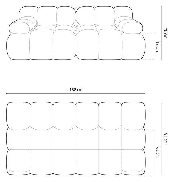 Zelena sedežna garnitura iz tkanine bouclé 188 cm Bellis – Micadoni Home