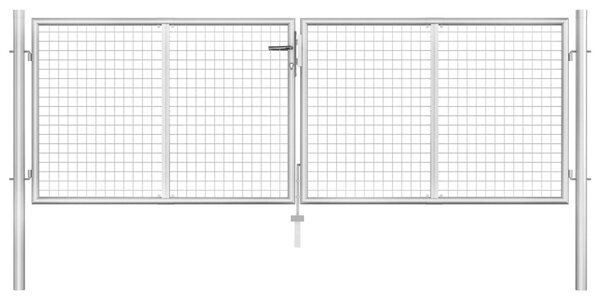 VidaXL Vrtna vrata pocinkano jeklo 306x125 cm srebrna