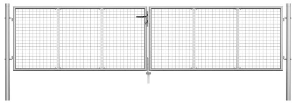 VidaXL Vrtna vrata pocinkano jeklo 415x125 cm srebrna