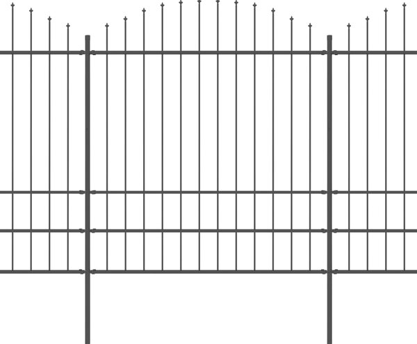 VidaXL Vrtna ograja s koničastimi vrhovi jeklo (1,75-2)x11,9 m črna