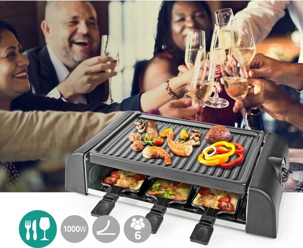 Nedis FCRA220FBK6 - Raclette žar z dodatki 1000W/230V