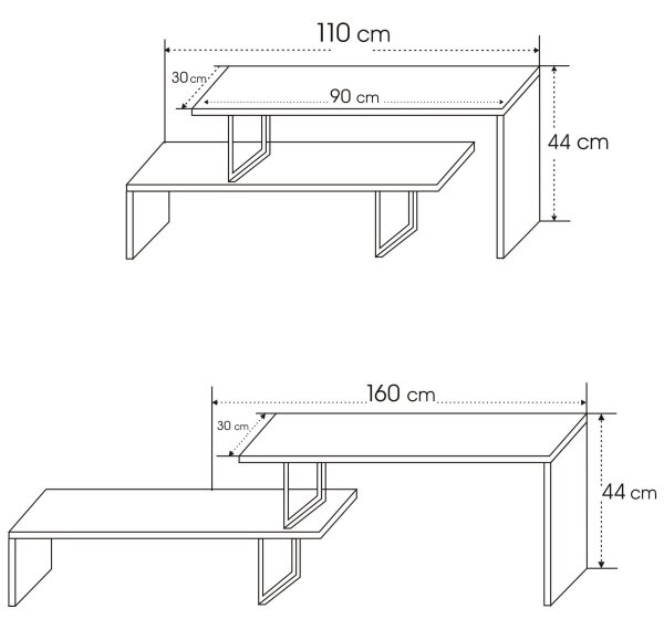 TV miza OVIT 45x120 cm antracit/črna