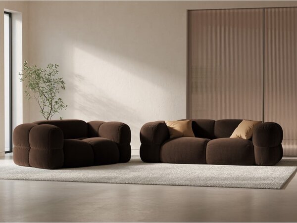 Temno rjava žametna sedežna garnitura 180 cm Loretto – Cosmopolitan Design