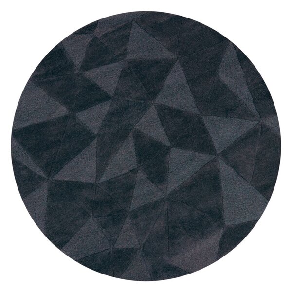 Antracitno siva ročno tkana volnena okrogla preproga ø 160 cm Shard Charcoal – Flair Rugs