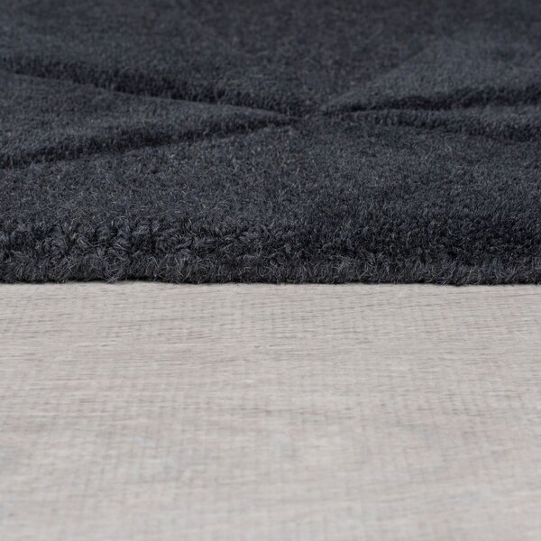 Antracitno siva ročno tkana volnena okrogla preproga ø 160 cm Shard Charcoal – Flair Rugs