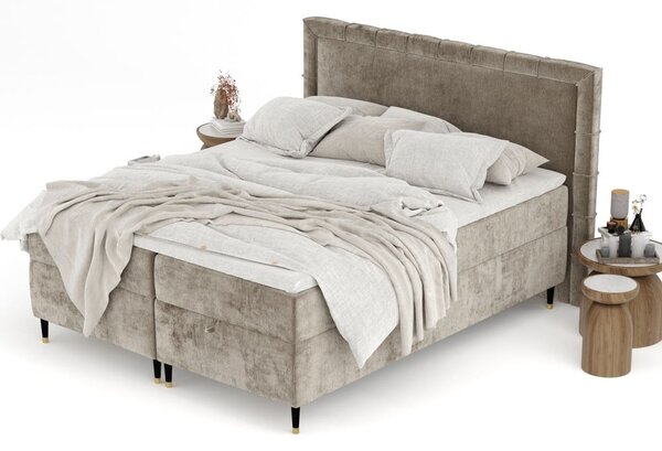 Bež boxspring postelja s prostorom za shranjevanje 180x200 cm Voyage – Maison de Rêve