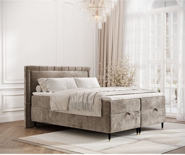 Bež boxspring postelja s prostorom za shranjevanje 180x200 cm Voyage – Maison de Rêve