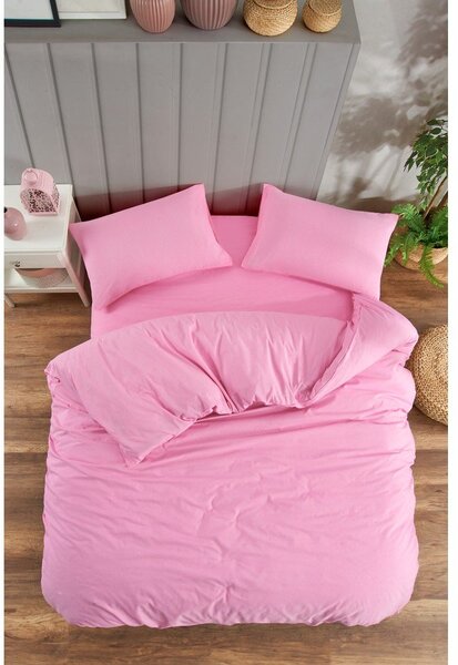 Rožnata 4-delna podaljšana posteljnina za zakonsko posteljo z rjuho 200x220 cm Classic – Mila Home
