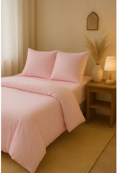 Rožnata 4-delna podaljšana posteljnina za zakonsko posteljo z rjuho 200x220 cm Classic – Mila Home