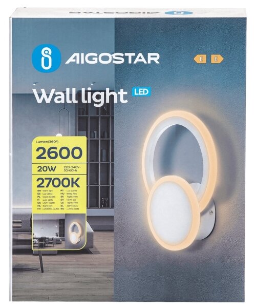 Aigostar - LED Stenska svetilka LED/20W/230V 2700K bela